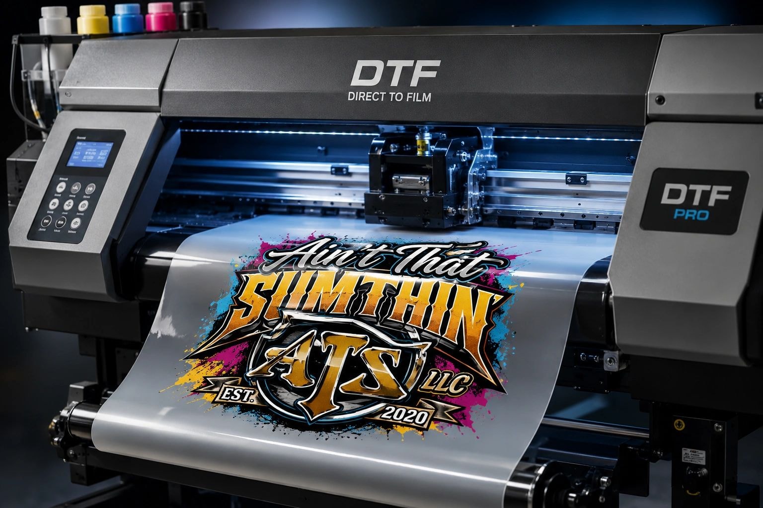 DTF printer producing custom print output