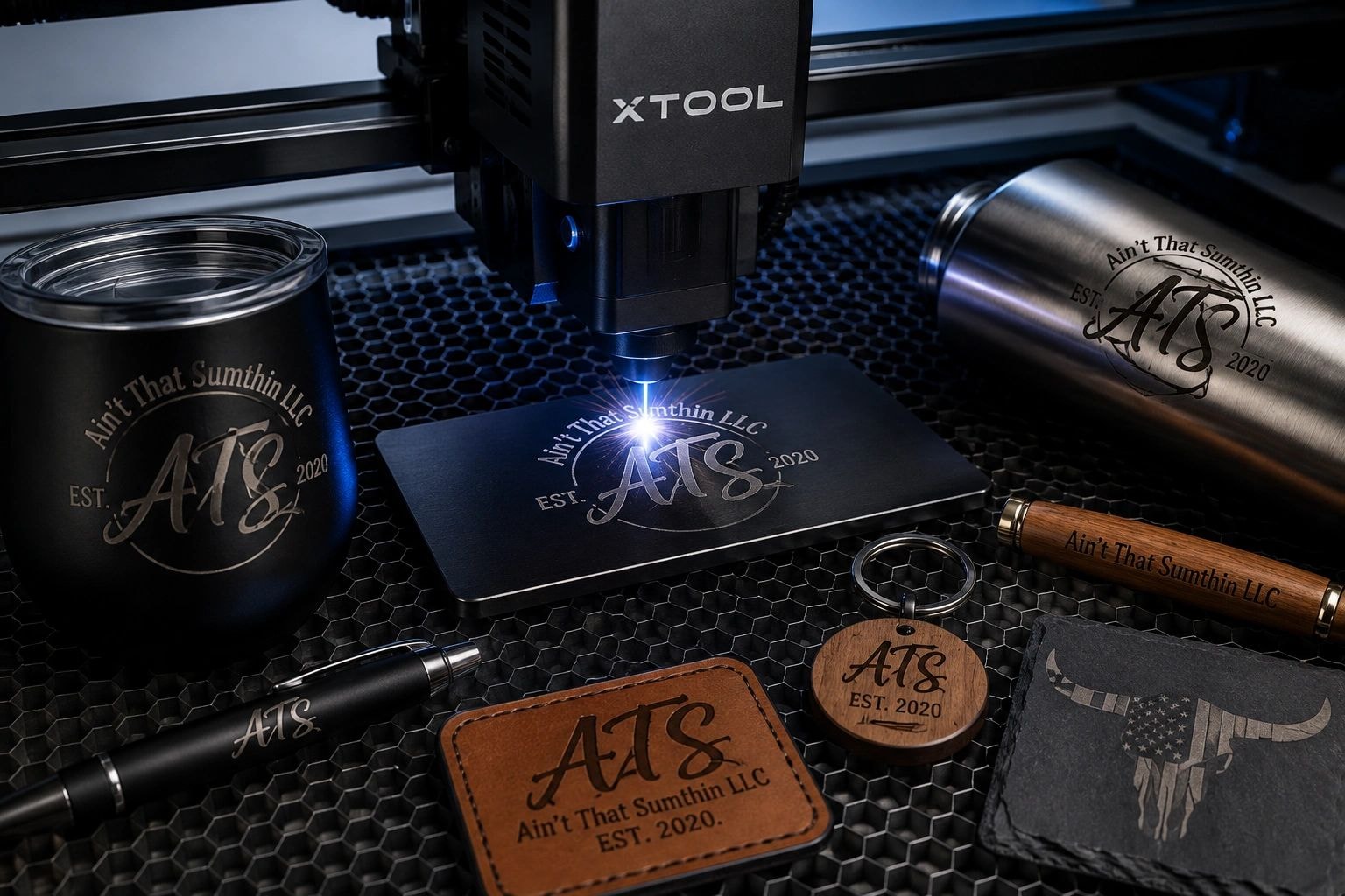 Laser engraving branded merchandise