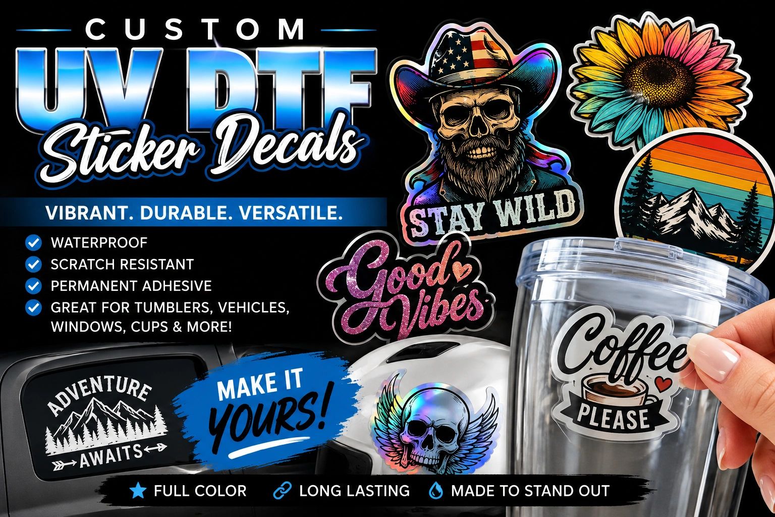 Custom UV DTF sticker decals